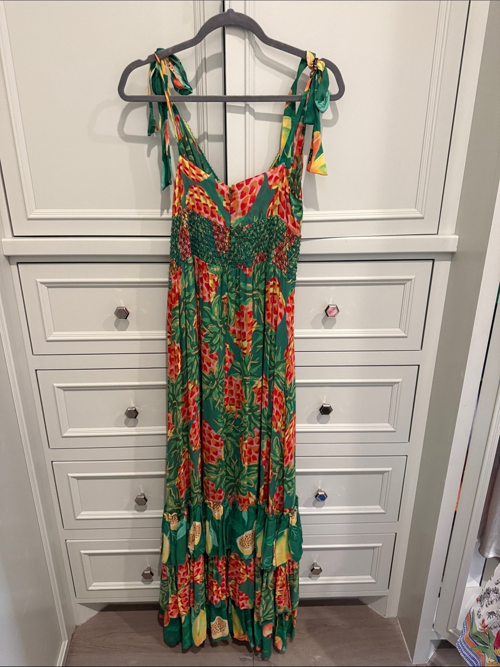 Pineapple Galore Smocked Waist Maxi Dress by Farm Rio Medium Like New - Picture 5 of 5